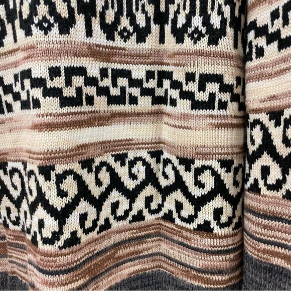 Lucky Brand Cotton Blend Aztec Jacquard Boyfriend Cardigan Sweater Large Nwt - Picture 8 of 9